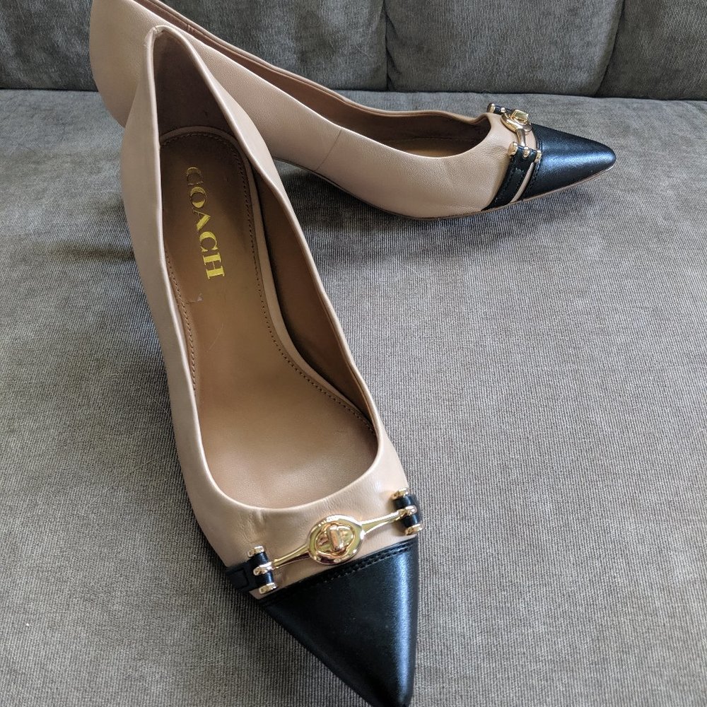 Womens Coach Lauri Silky Nap Beechwood/Blck Heels - Picture 2 of 8